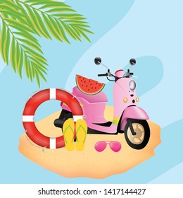 summer icon, sticker, with summer attributes