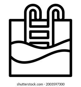 Summer icon swimming pool with outline style and pixel perfect