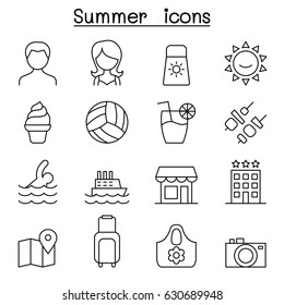 Summer icon in thin line style