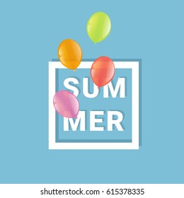 
Summer icon and transparent multi-colored balloons vector illustration