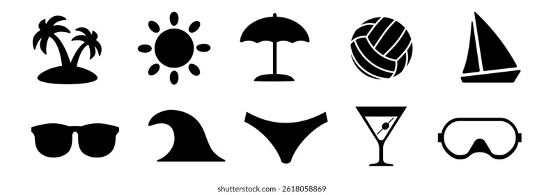 Ícone de verão. Conjunto de ícones de férias