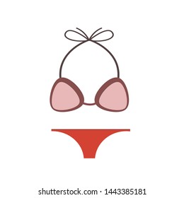 summer icon vector concept, female swimsuit or bikini icon design illustration, flat design vector, sign or symbol for app and web design.