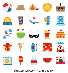 Summer icon vector illustration in flat style for any projects, use for website mobile app presentation