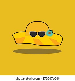 Icono de verano con sombrero amarillo