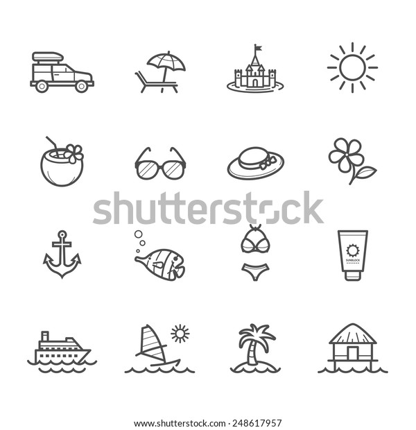 Summer Icons Beach Icons Stock Vector (royalty Free) 248617957 