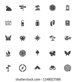 Summer Icons, beach and Summer icons set - travel for vacation sign and symbols - holiday illustrations