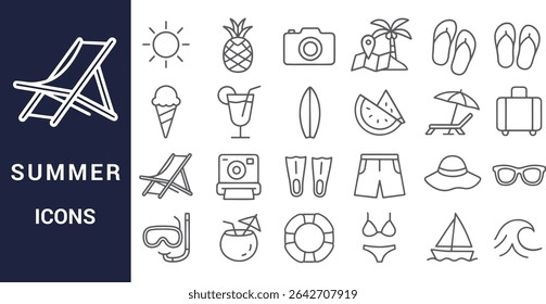 Summer Icons for Beach, Vacation, and Outdoor Fun