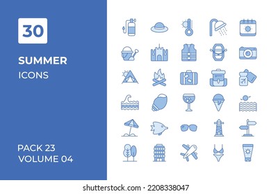 Summer icons collection. Set vector line with elements for mobile concepts and web apps. Collection modern icons.