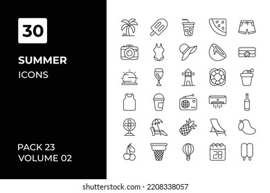 Summer icons collection. Set vector line with elements for mobile concepts and web apps. Collection modern icons.