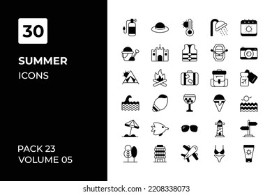 Summer icons collection. Set vector line with elements for mobile concepts and web apps. Collection modern icons.