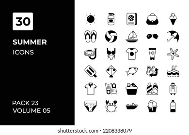 Colección de iconos de verano. Establecer la línea vectorial con elementos para conceptos móviles y aplicaciones web. Colección de iconos modernos.