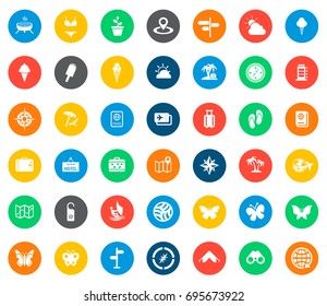 Summer icons in colorful circles