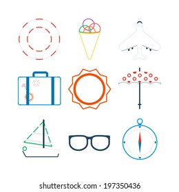 Summer icons icons design with white background