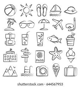 Summer Icons in doodle style