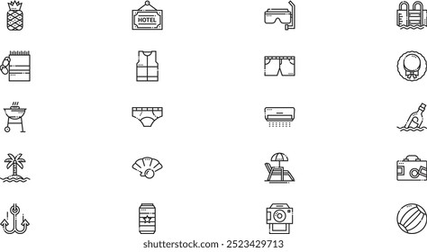 Sommer-Symbole Hochwertige Vektorsymbol-Kollektion mit bearbeitbarem Strich. Ideal für professionelle und kreative Projekte.