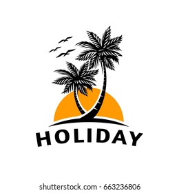 Summer icons on holiday, summer, beach and sea, vector graphic art shape, retro vintage design logo, illustration isolated on white background.