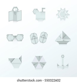 summer icons origami white color