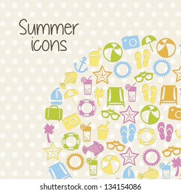 summer icons over beige background. vector illustration