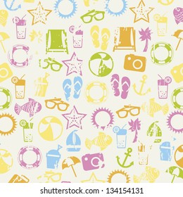 summer icons over beige background. vector illustration