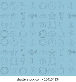 summer icons over blue background. vector illustration