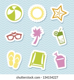 summer icons over blue background. vector illustration