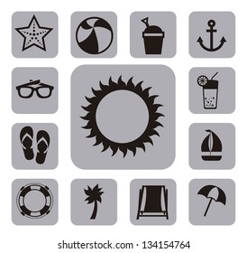summer icons over squares background. vector illustration