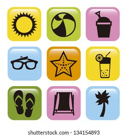 summer icons over white background. vector illustration