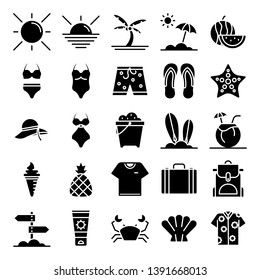 Summer icons pack. Isolated summer symbols collection.
