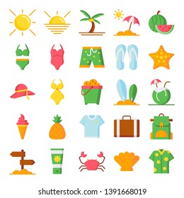 Summer icons pack. Isolated summer symbols collection.