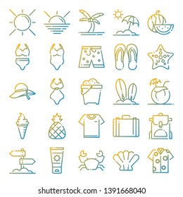 Summer icons pack. Isolated summer symbols collection.
