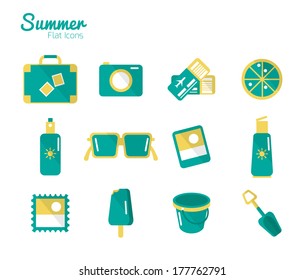 Summer Icons Set 1. Flat design. Vector
