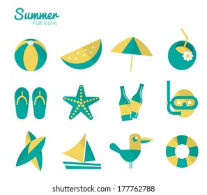 Summer Icons set 2. Flat design. Vector