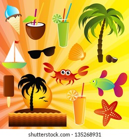 summer icons set