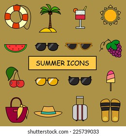 summer icons set