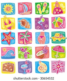 summer icons set