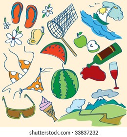 Summer icons set