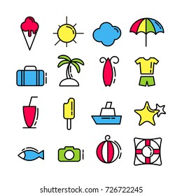 summer icons set