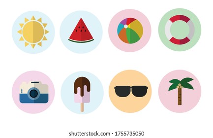 Summer icons set. Beach icons set.