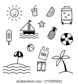 Summer icons set. black. Vector EPS 10