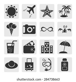 Summer icons. Set elements for design. Vector illustration.