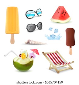 Summer icons set. EPS10 vector