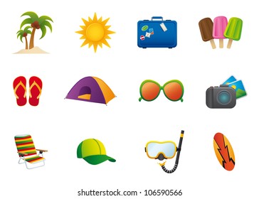 Summer Icons set icons featuring the principal international summer symbols