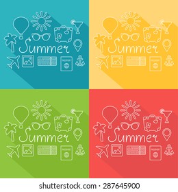 Summer icons set. Flat design. Vector illustration