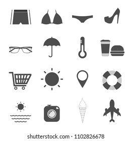 Summer Icons Set. flat icons on white background