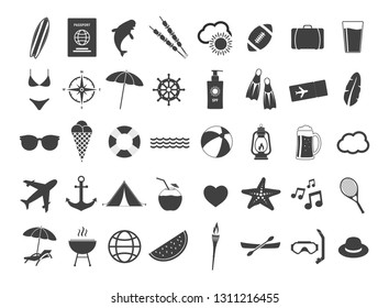 Summer icons set.  Summer icon.  Summertime icons set. 