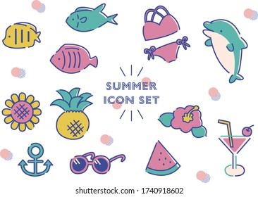 summer icons set illustration vector 