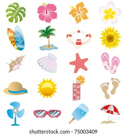 Summer icons set. Illustration vector.