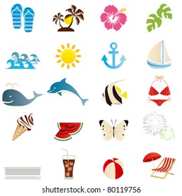 Summer icons set. Illustration vector.