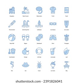 Summer icons set isolate white background vector stock illustration