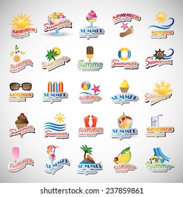 Summer Icons Set - Isolated On Gray Background - Vector Illustration, Graphic Design Editable For Your Design, Summer Concept 